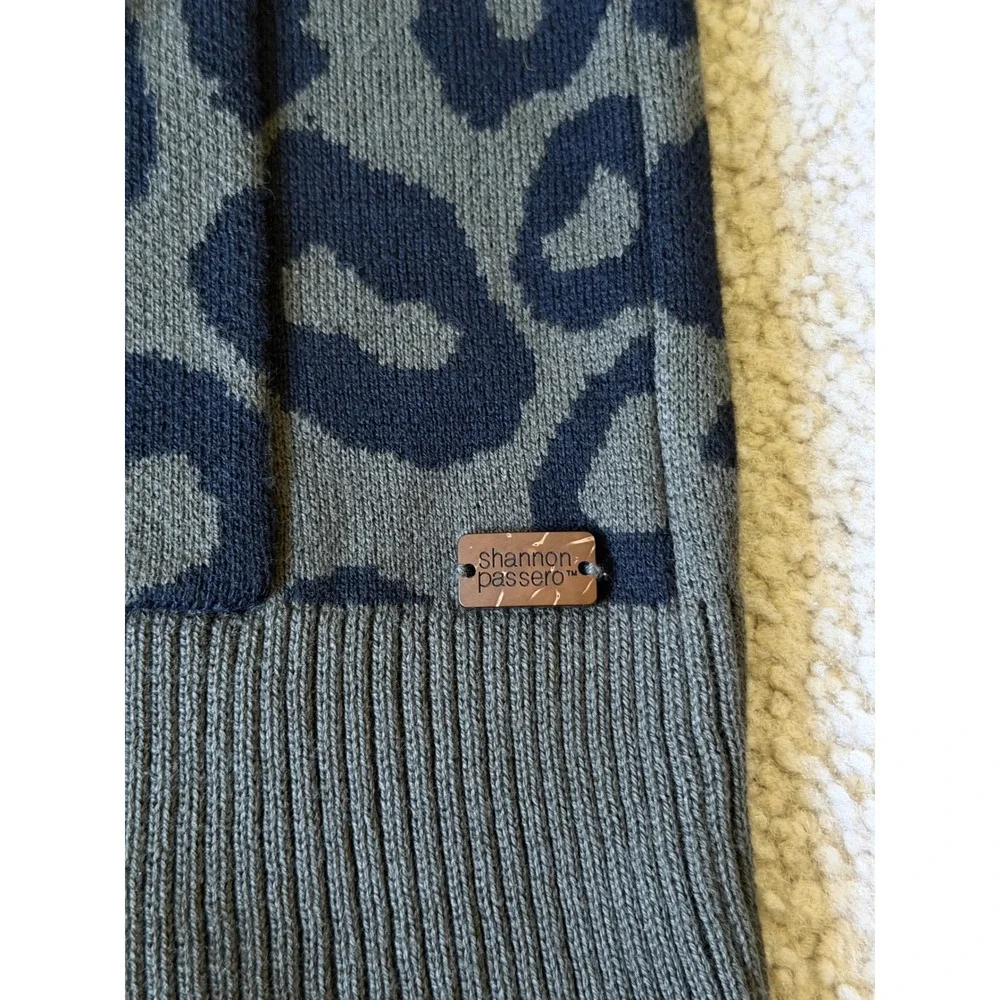 Shannon Passero Cardigan Sweater Leopard Print Olive‎ Green Black One size